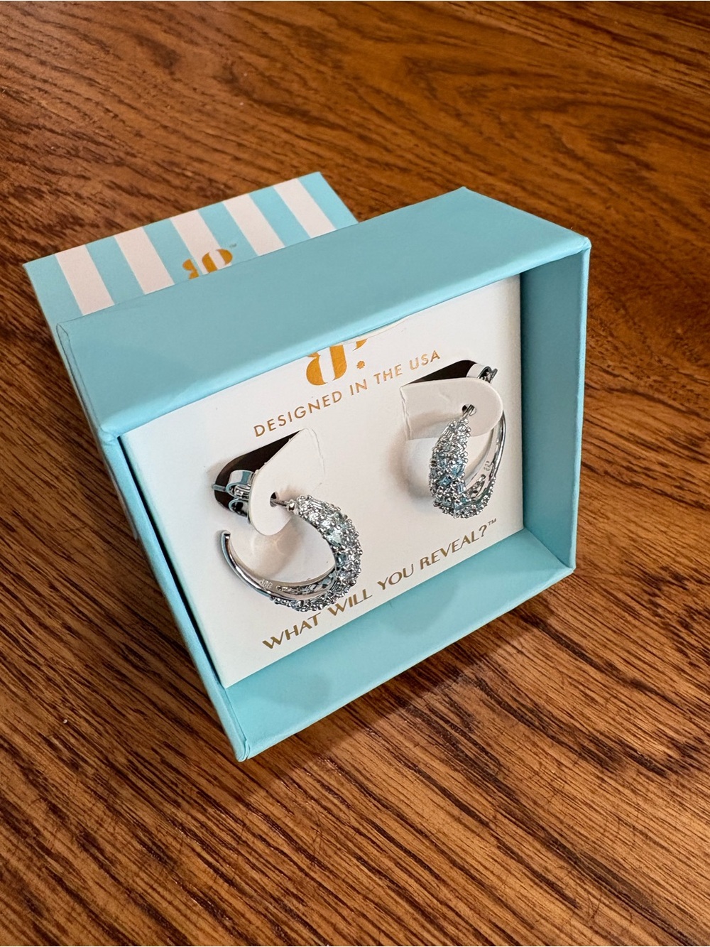 BO March Bday Crystal-Embellished Silver Hoop Earrings with Aquamarine